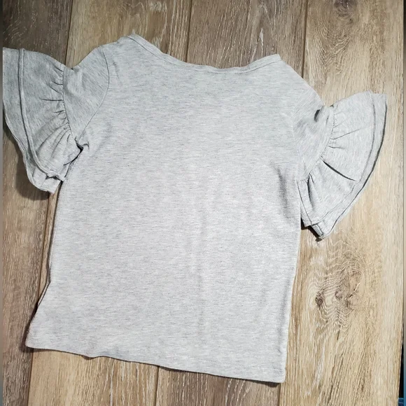 Polo by Ralph Lauren Kids Heathered Gray Ruffle Sleeve Top Size 3T - Picture 2 of 7